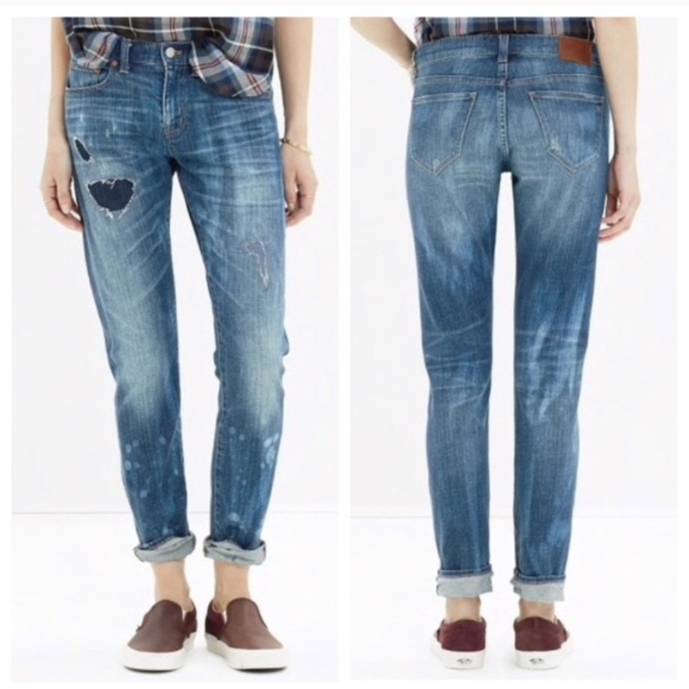 Madewell Slim Boyjean 27 Patched Retail $158